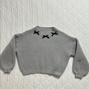 Gray Sweater with Black Bow Accents